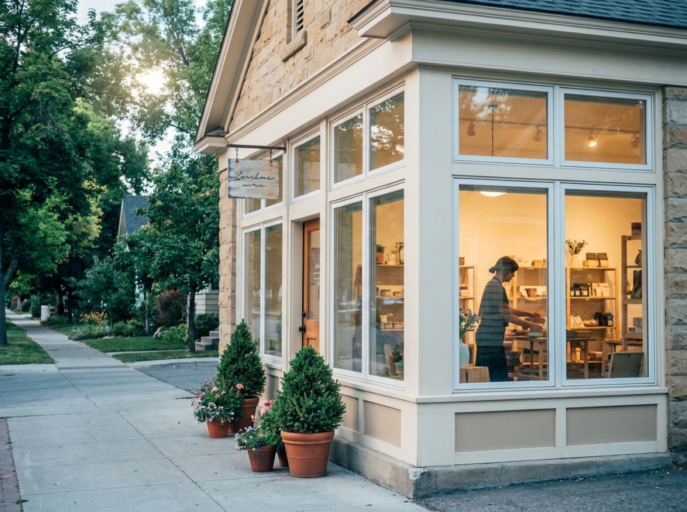 A warm, inviting small-business storefront on a Boise street